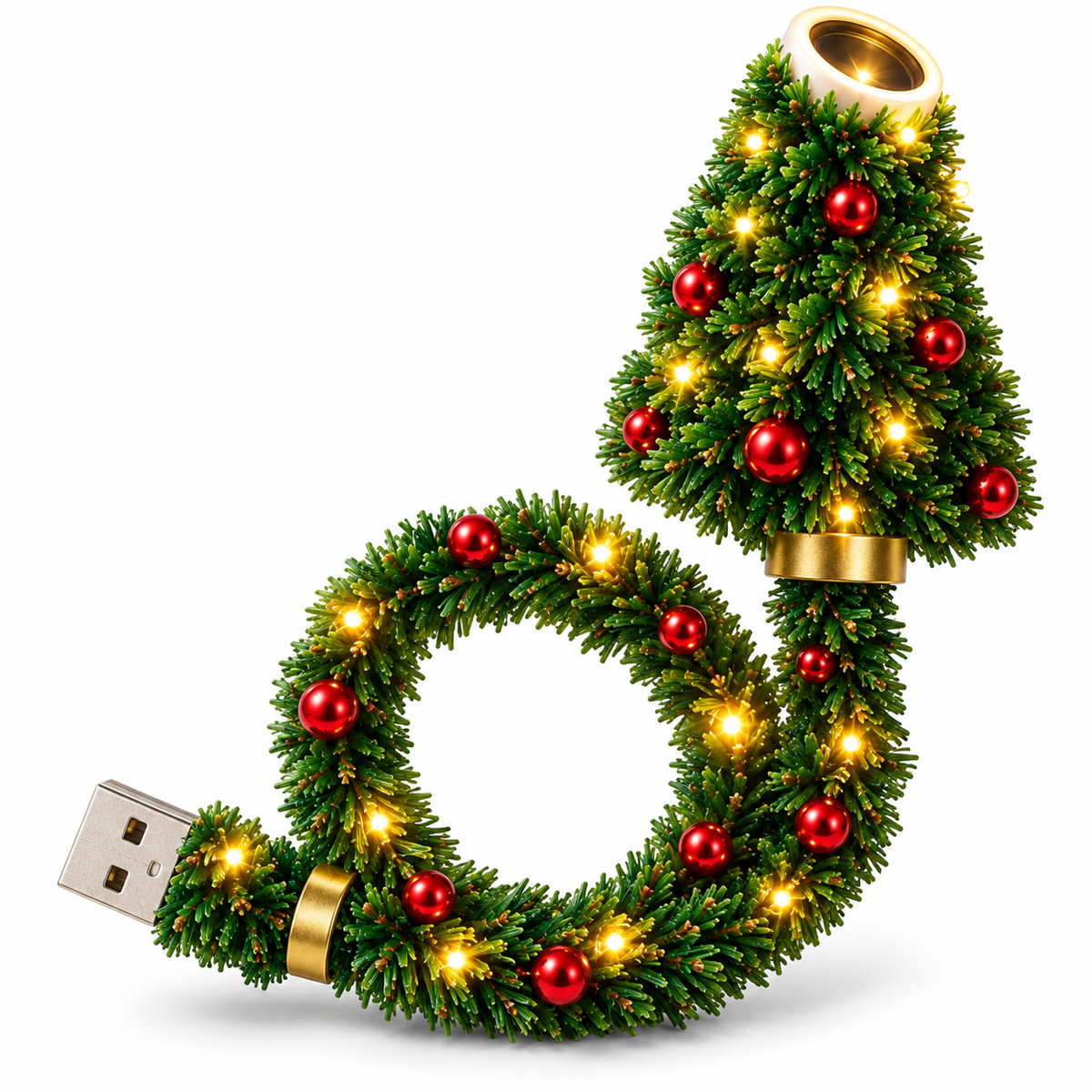 Christmas tree USB projection lamp with a garland stem
